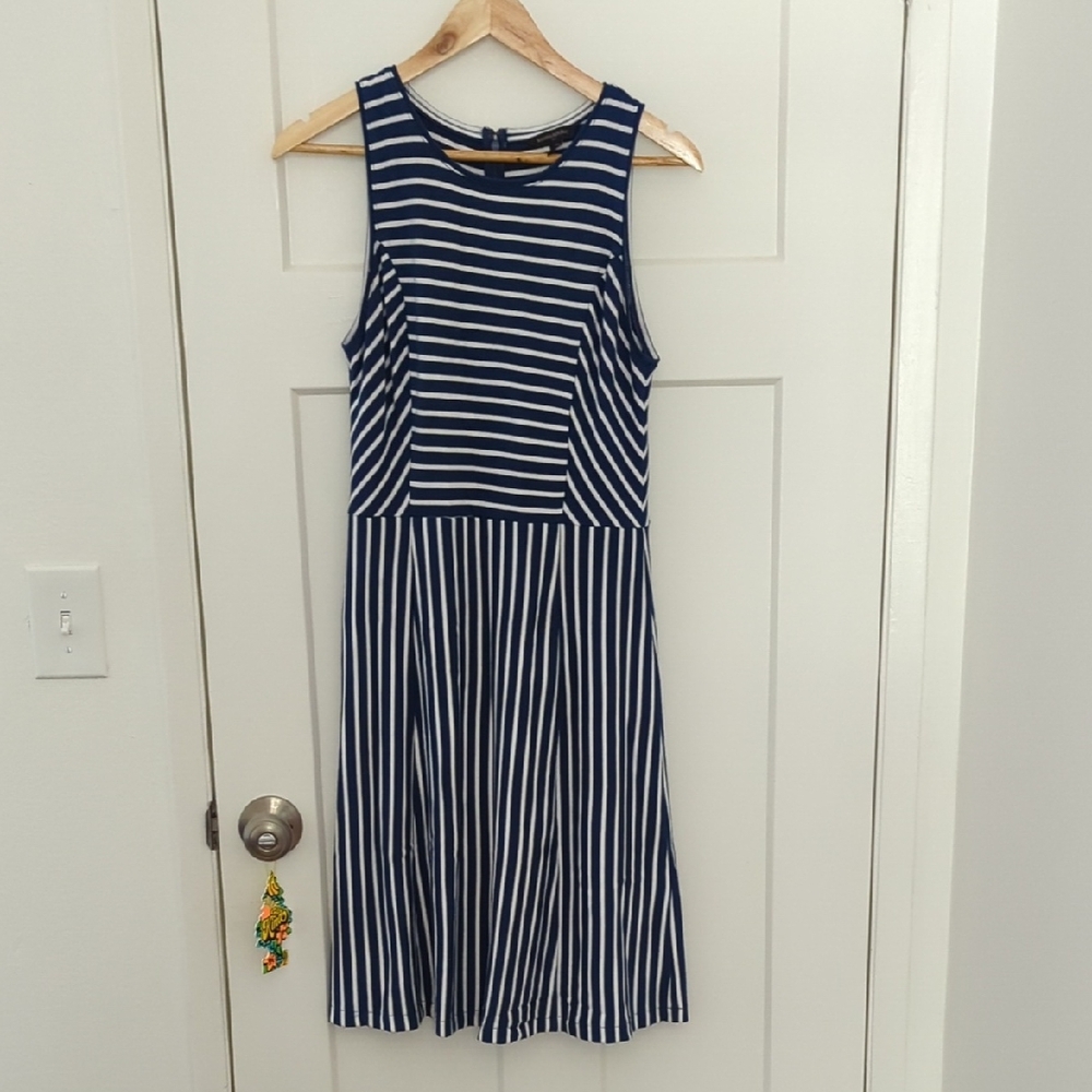 Banana Republic Blue and White Halter Midi Professional Sundress